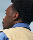 A man wearing Alpine earplugs.