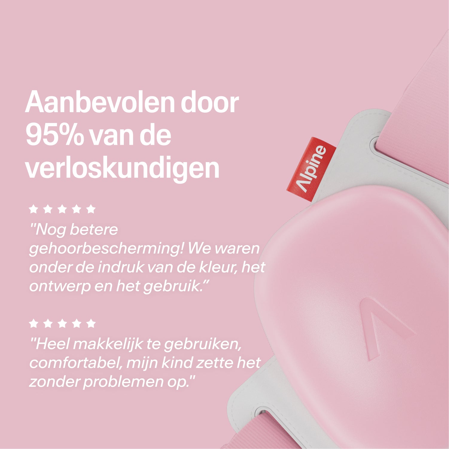Alpine Muffy rose-pink oorkappen, aanbevolen door 95% van de verloskundigen, met 5-sterren reviews