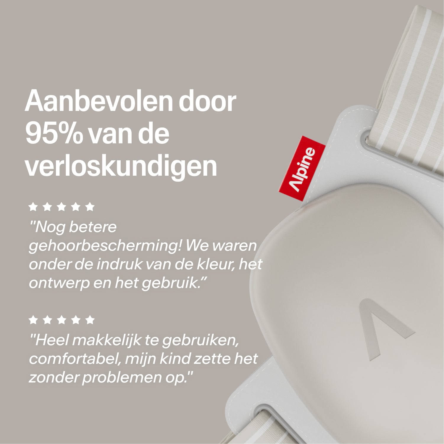 Alpine Muffy soft-sand oorkappen, aanbevolen door 95% van de verloskundigen, met 5-sterren reviews