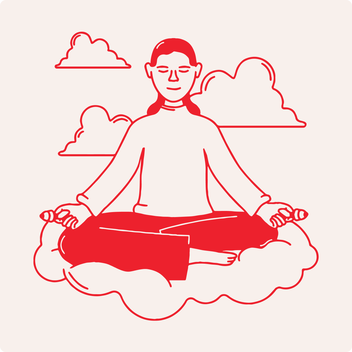 icoon animatie met mediterende man en oordoppen