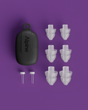 Alpine PartyPlug Pro festival earplugs overview including multisize tips and case transparent