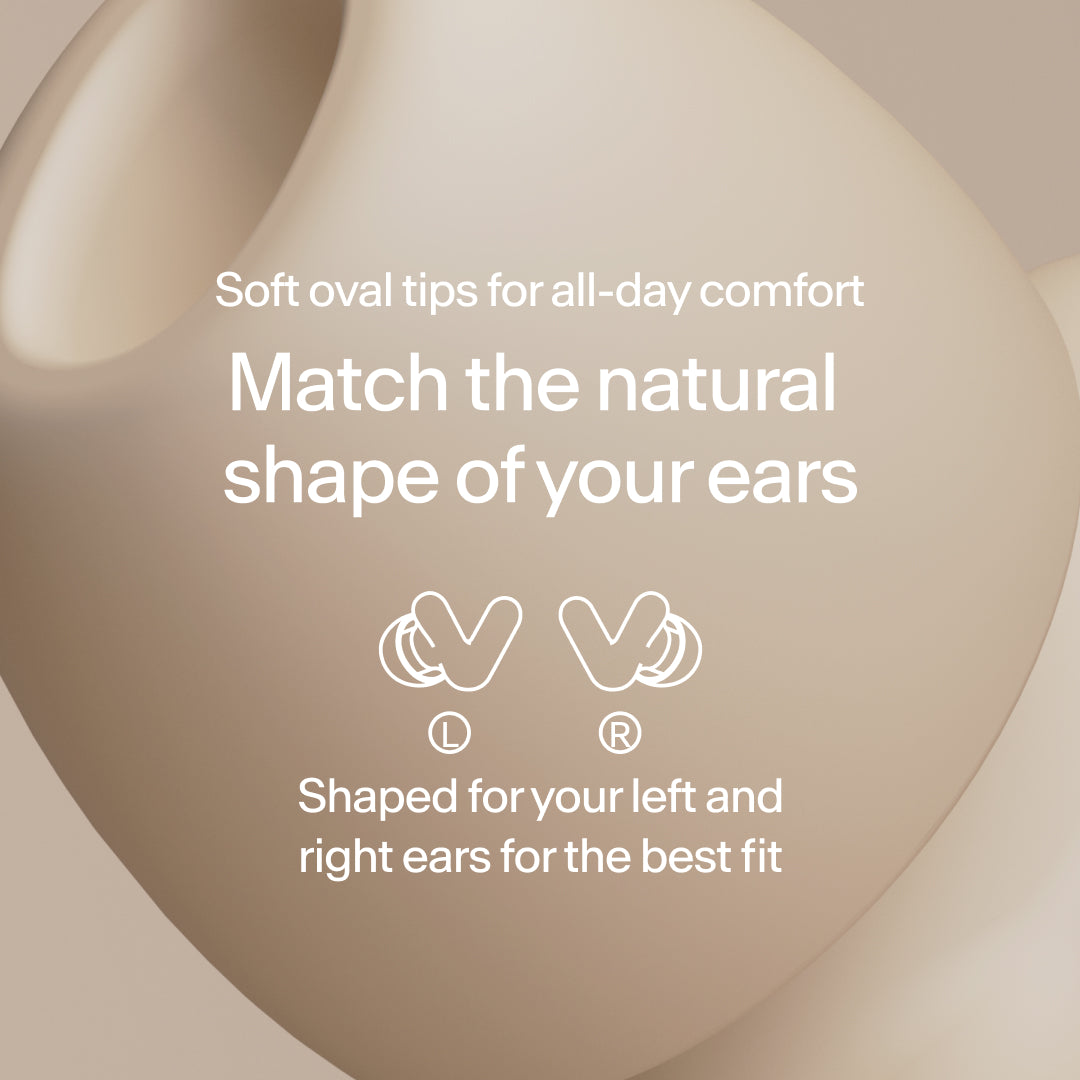 Close-up of perfect fit Alpine Silence earplugs – beige