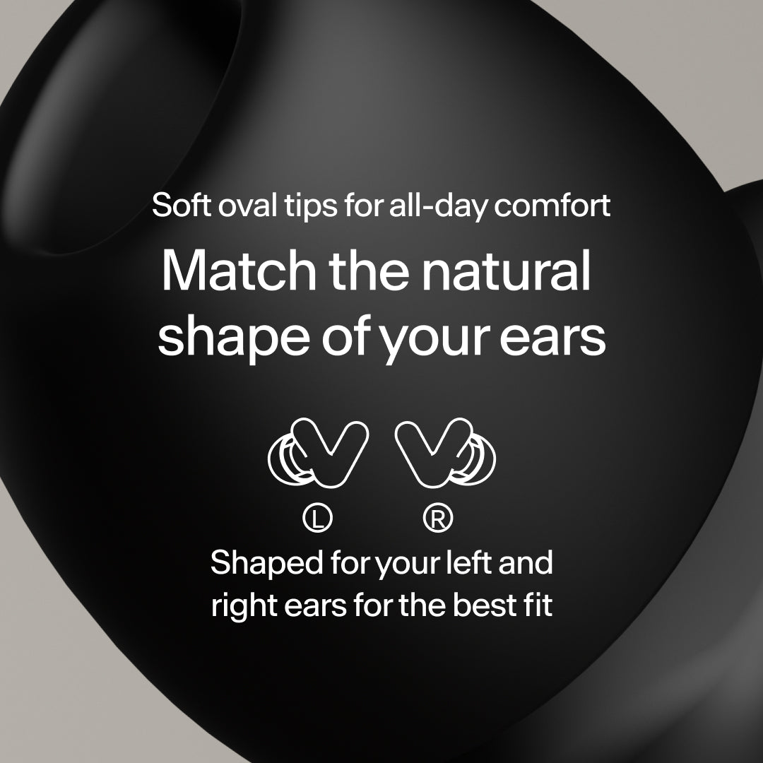 Close-up of perfect fit Alpine Silence earplugs – black