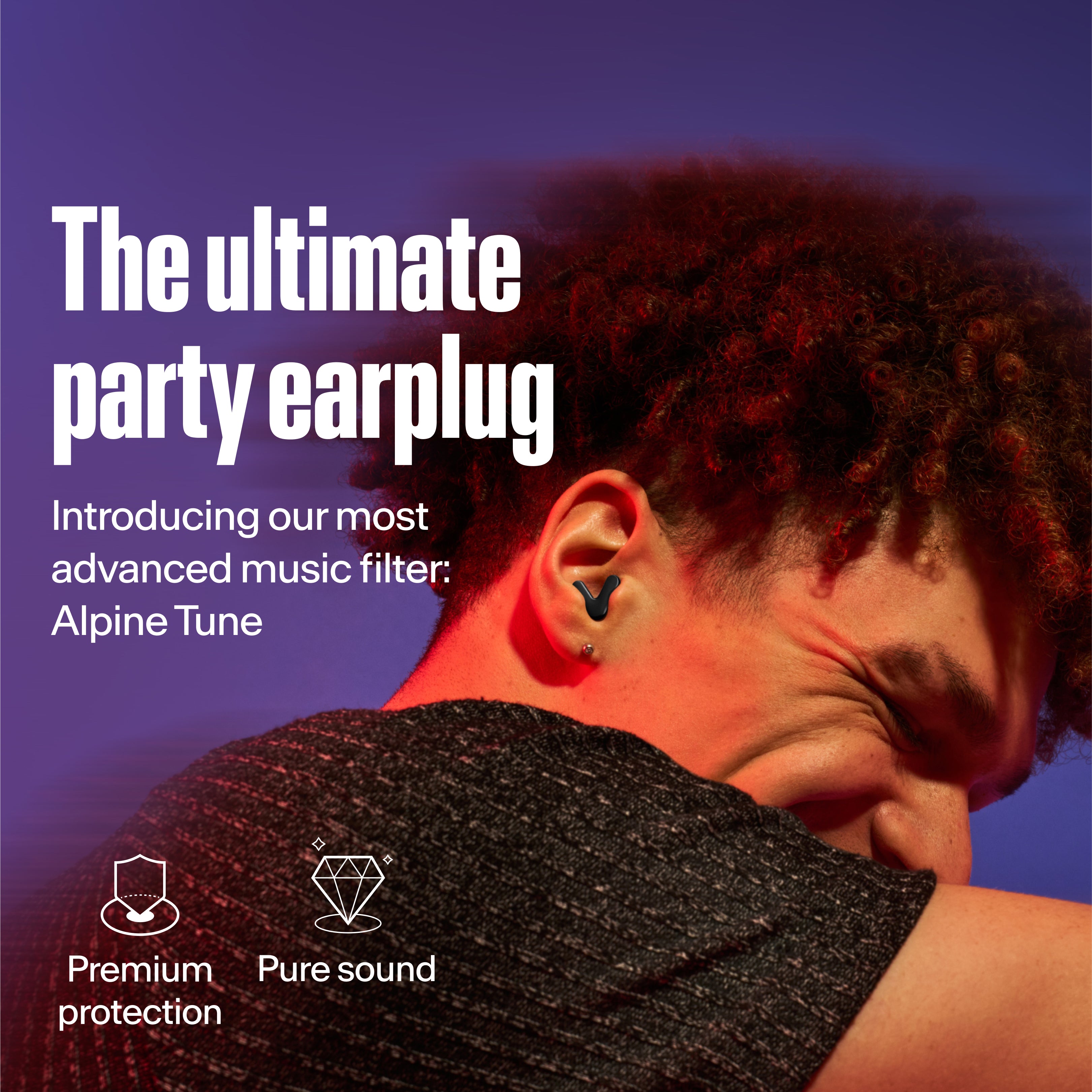 guy wearing alpine tune in black showcasing usp tune is the most advanced music filter