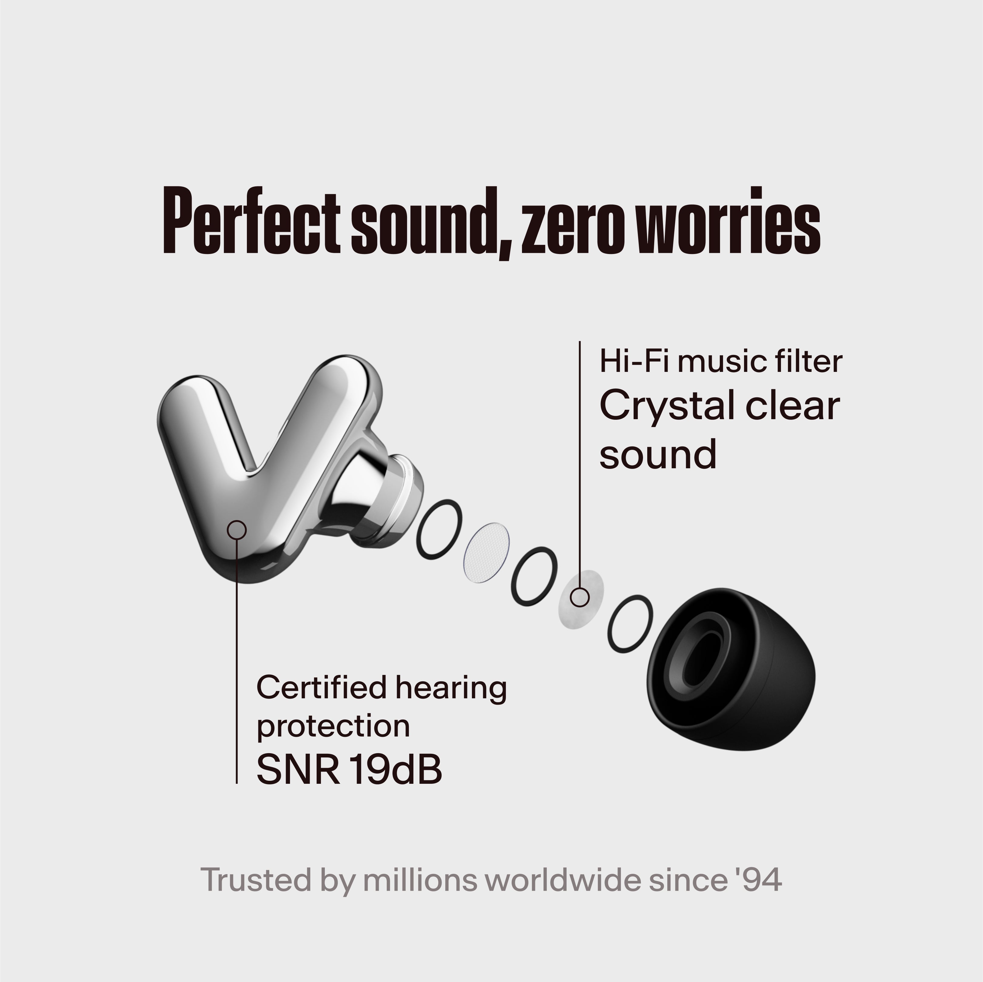 alpine tune filter shown in detail silver