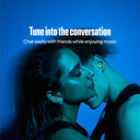 man and woman with alpine tune in neon pink and neon yellow dancing together