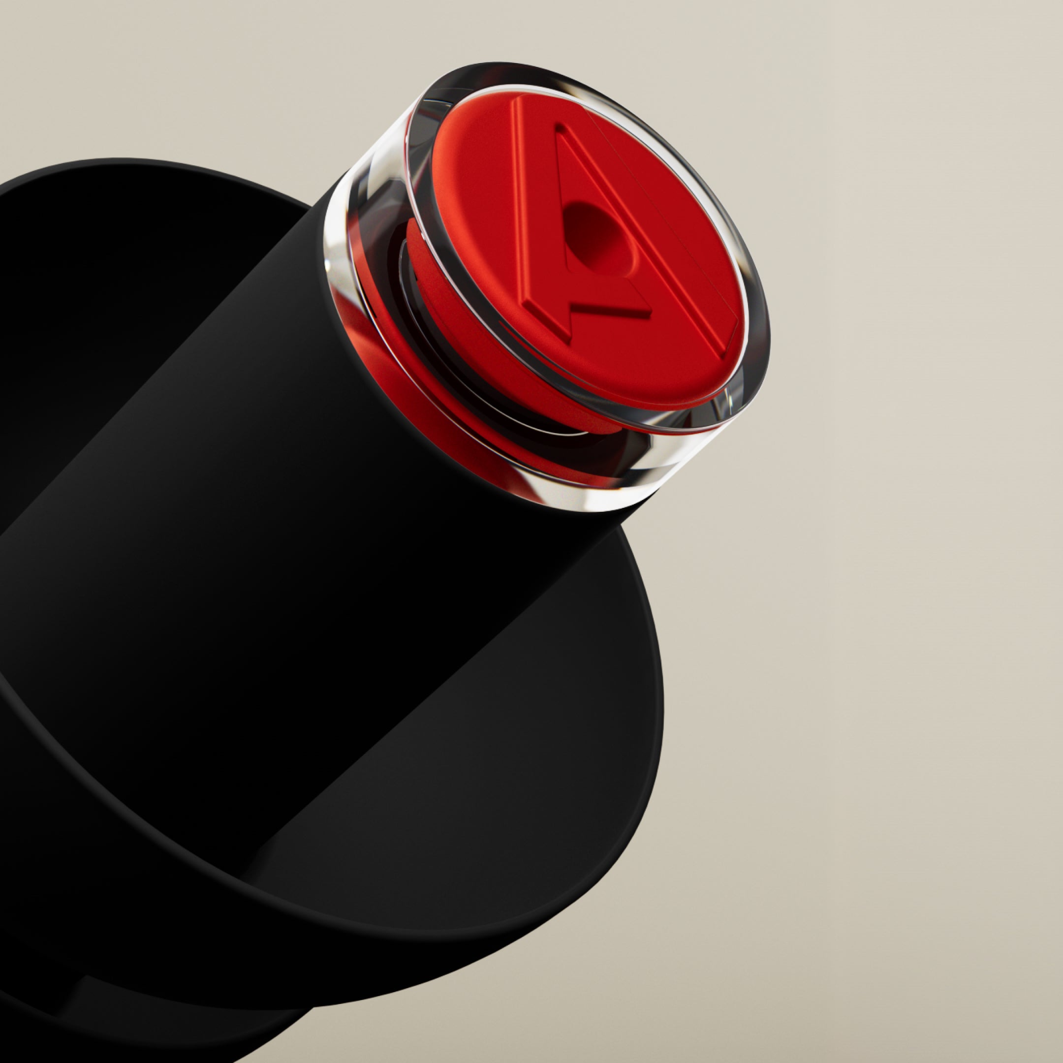 Close-up of the filter with Alpine logo on an Alpine Formula 1 earplug