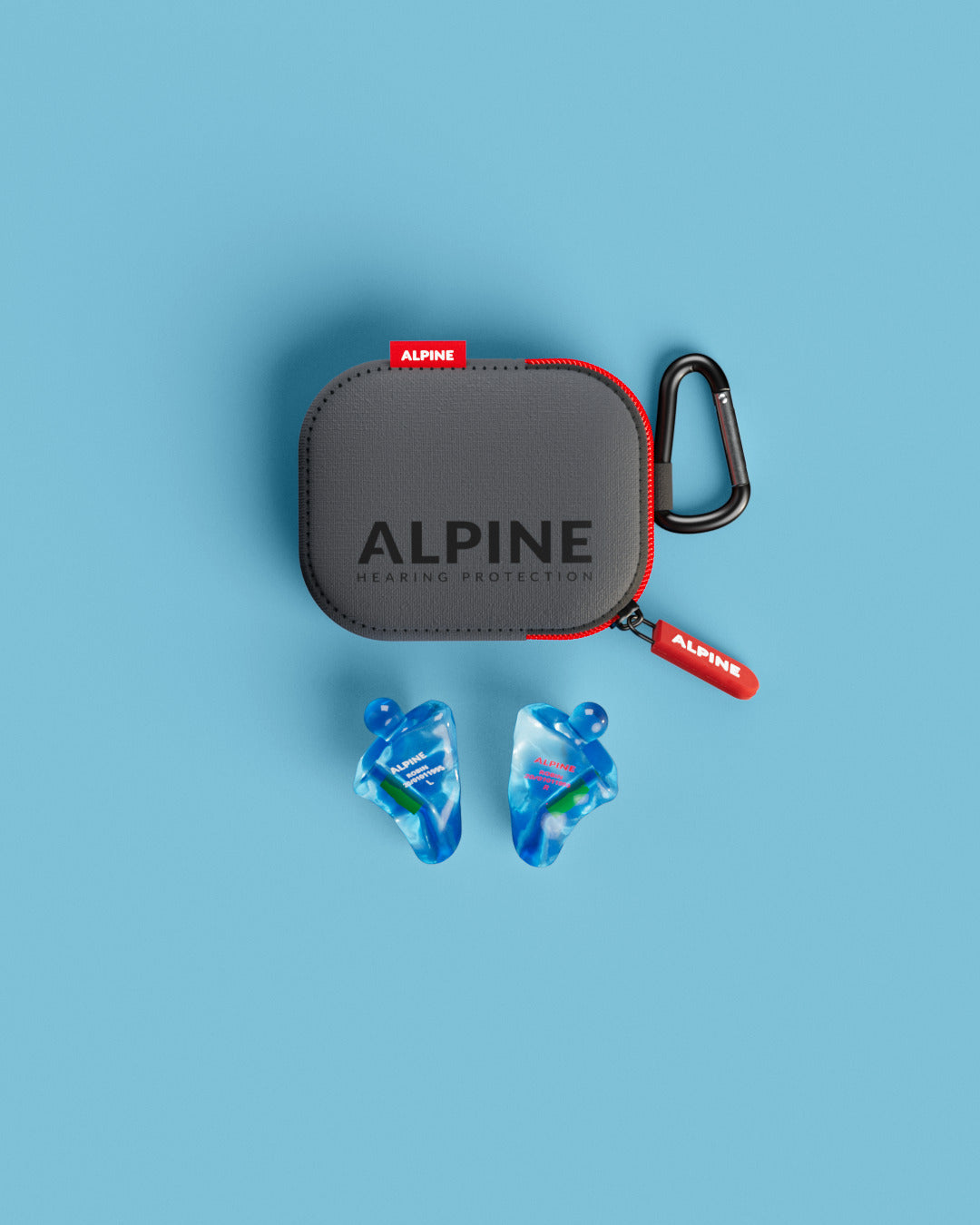 alpine partyplug custom 4d festival oordoppen op maat overzicht inclusief accessoires transparant blauw 
