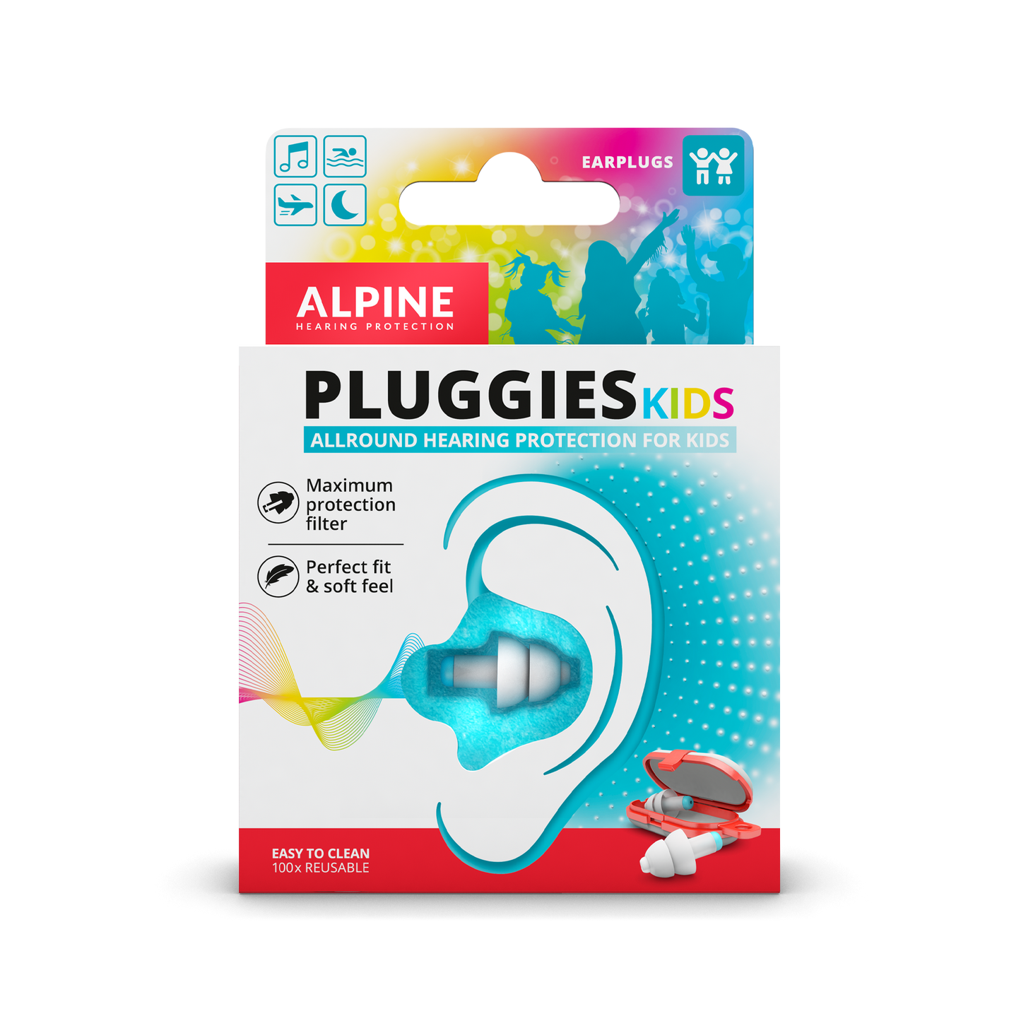 Alpine Pluggies Kids protects the ears specifically Alpine hearing protection Earplugs earmuffs protect your ear red dot award Muffy Baby Muffy Kids Pluggies Kids