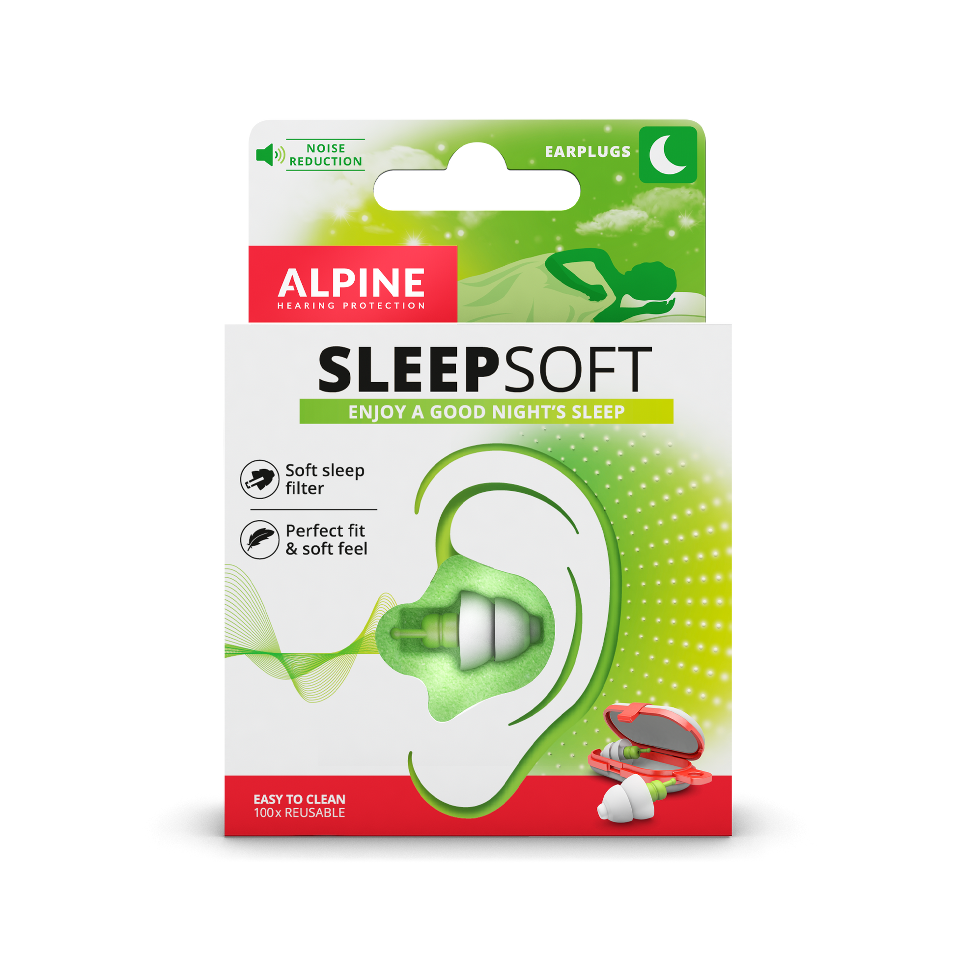 Alpine SleepSoft earplugs for less noise during sleep Alpine hearing protection Earplugs earmuffs protect your ear red dot award sleep SleepDeep Sleeping Mask SleepSoft