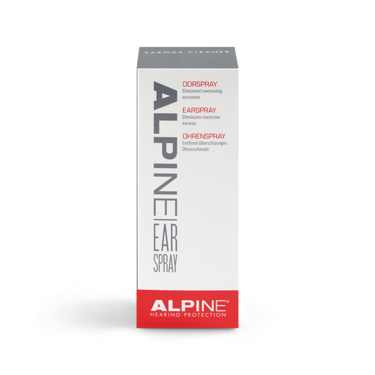 Alpine Ear Spray to clean your ears Alpine hearing protection Earplugs earmuffs protect your ear red dot award Cleaning Spray Cord for earplugs Deluxe Pouch Ear Spray Miniboxx Sleeping Mask Travel pouch Travelbox Deluxe cleaning 