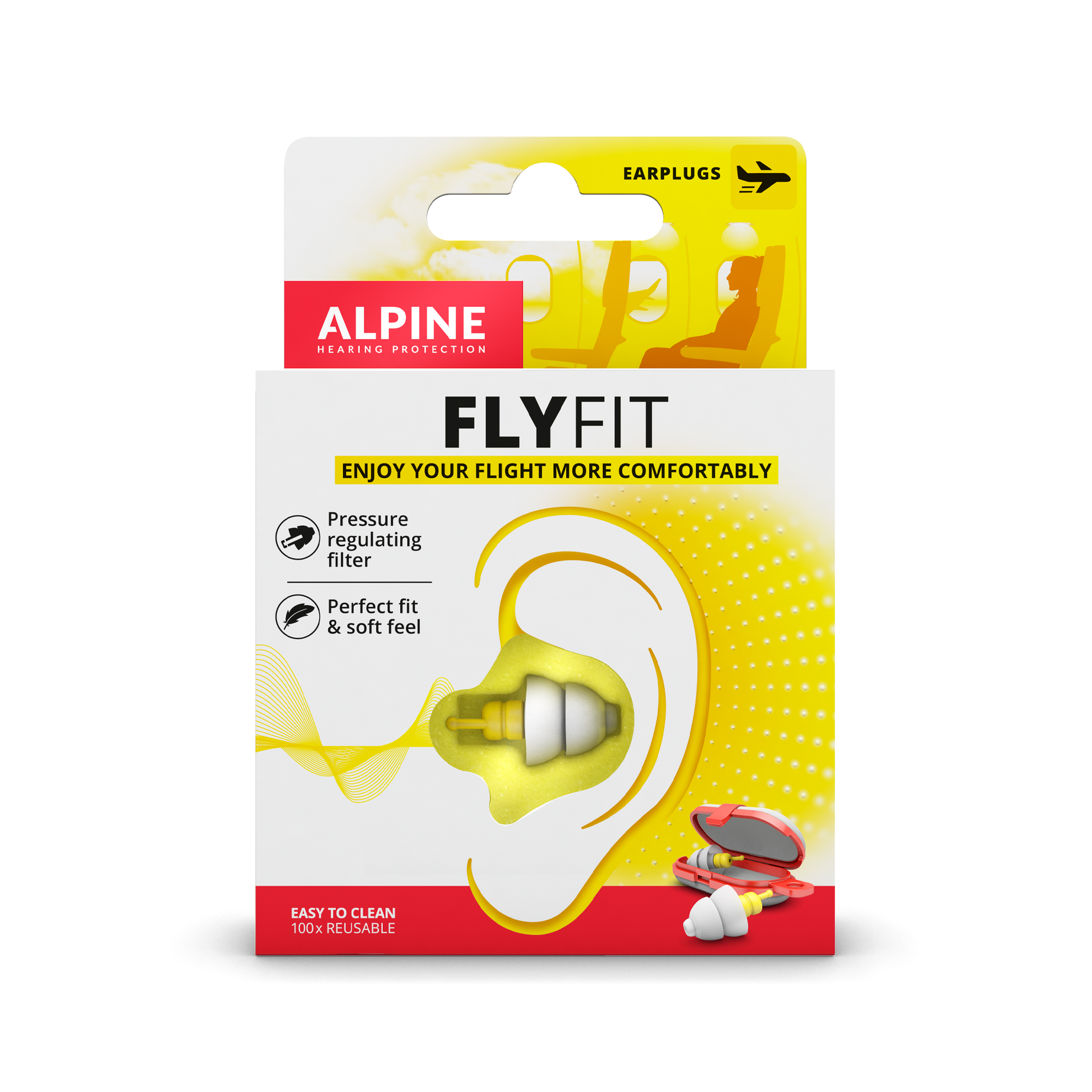 Alpine Earplugs earmuffs protect your ear fly travel noise protect holiday flyfit red dot award pressure on the eardrums Pressure-regulating filter  FlyFit Pluggies Kids Plug&Go