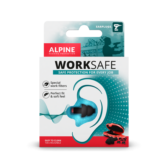 Alpine WorkSafe earplugs protect the ears during work Alpine hearing protection Earplugs earmuffs protect your ear red dot award working projects hobby professional Work safe Muffy Baby Muffy Kids Plug&Go
