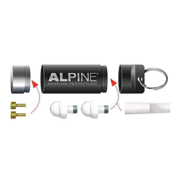 Alpine Travelbox Deluxe for traveling Alpine Travelbox Deluxe for traveling Alpine hearing protection Earplugs earmuffs protect your ear red dot award fly travel noise protect holiday flyfit red dot award pressure on the eardrums Pressure-regulating filter FlyFit Pluggies Kids Plug&Go Keychain 